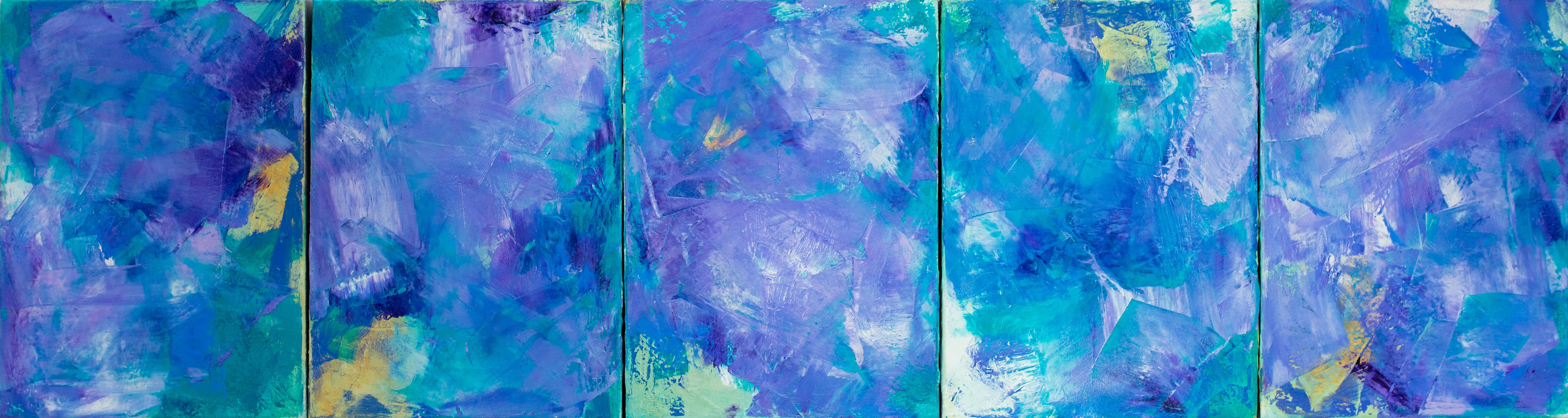 Teodora Guererra Abstract Painting - "Lavender 1 - 5, " contemporary abstract oil painting mini series