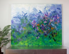 
Mom
s Flower Garden
, Abstract Floral Blue, Pink, Green Acrylic Painting