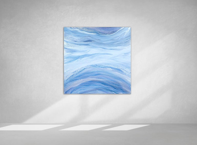 Teodora Guererra Abstract Painting - 'Open Water', Large blue contemporary abstract acrylic painting