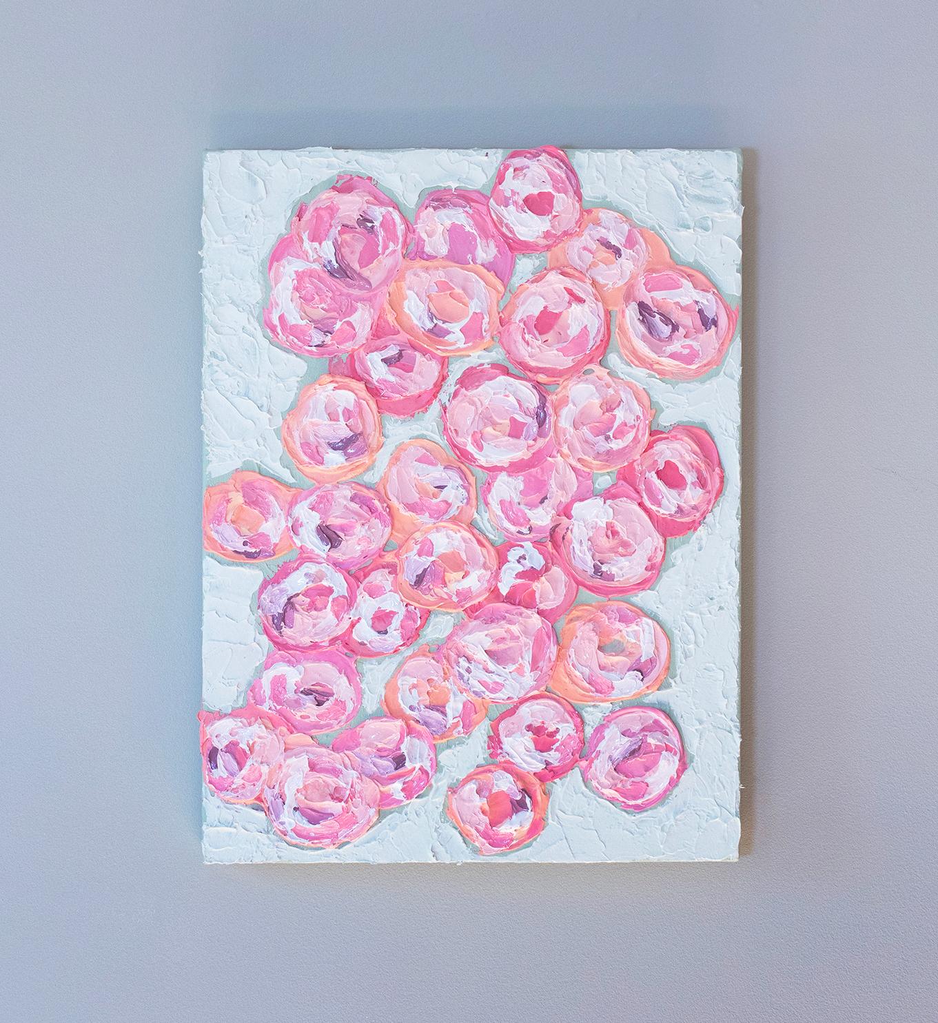Abstract Painting di Teodora Guererra - "Pittura floreale astratta con texture "Peonie
