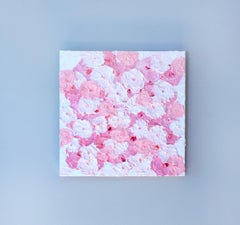 "Rosa e bianco" Pittura floreale astratta strutturata