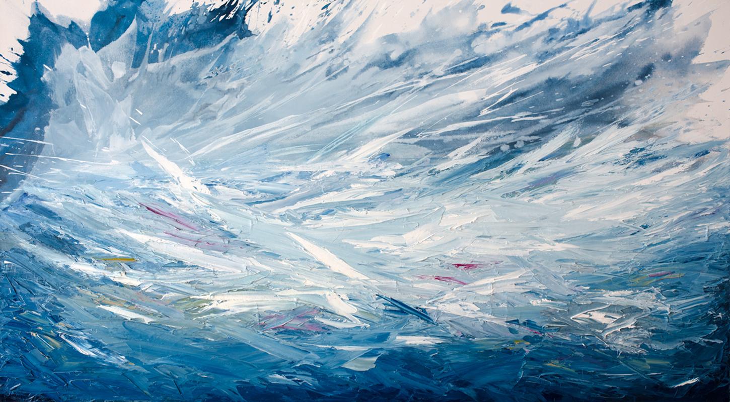 „Restless Sea“, zeitgenössisches abstraktes Gemälde – Painting von Teodora Guererra