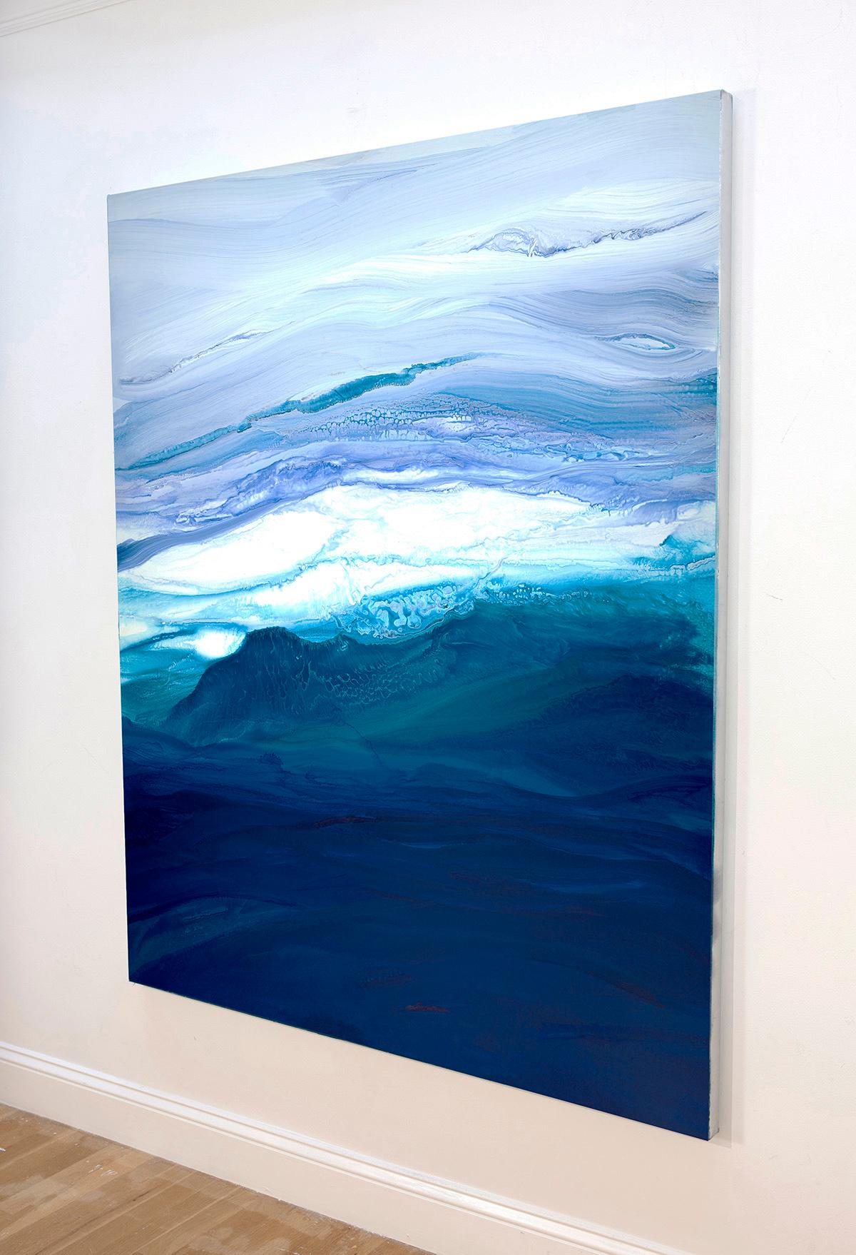 'Saltwater', Large Contemporary Abstract Ocean-inspired Painting - Blue Abstract Painting by Teodora Guererra