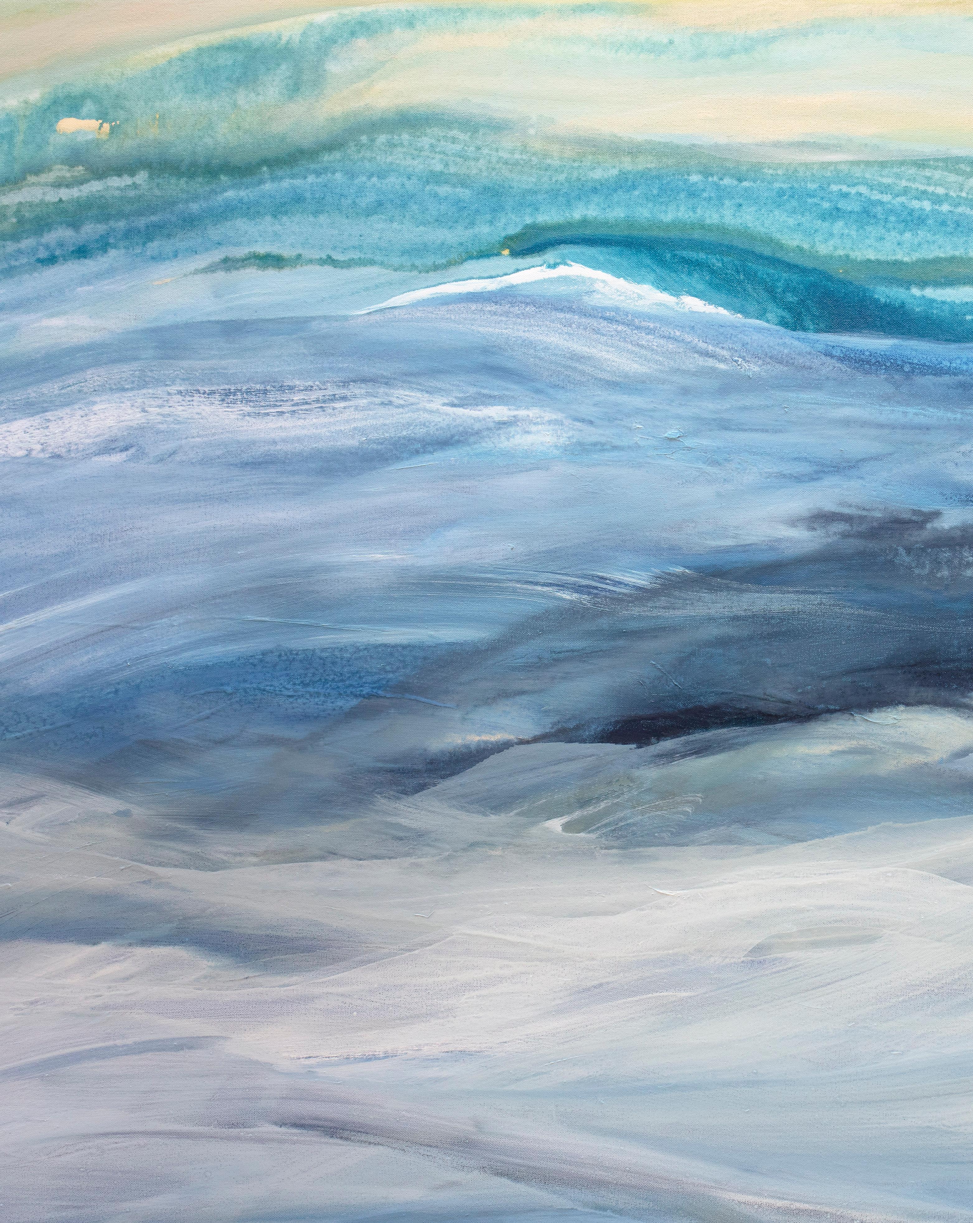 'Sterling Sea', Large contemporary abstract acrylic painting - Abstract Mixed Media Art by Teodora Guererra