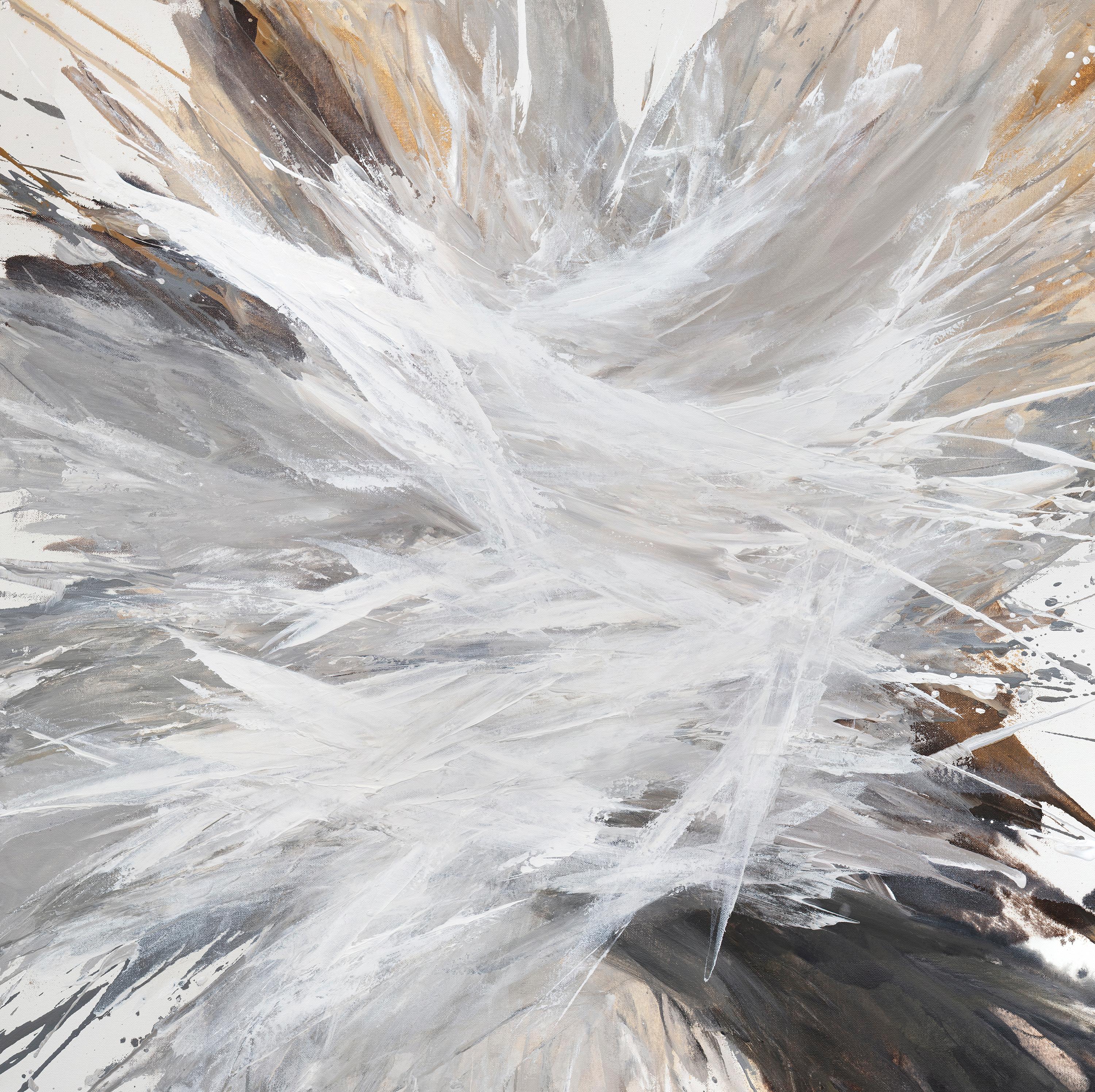 « Aujourd'hui, je choisis les couteaux à palette III », peinture abstraite contemporaine - Gris Abstract Painting par Teodora Guererra