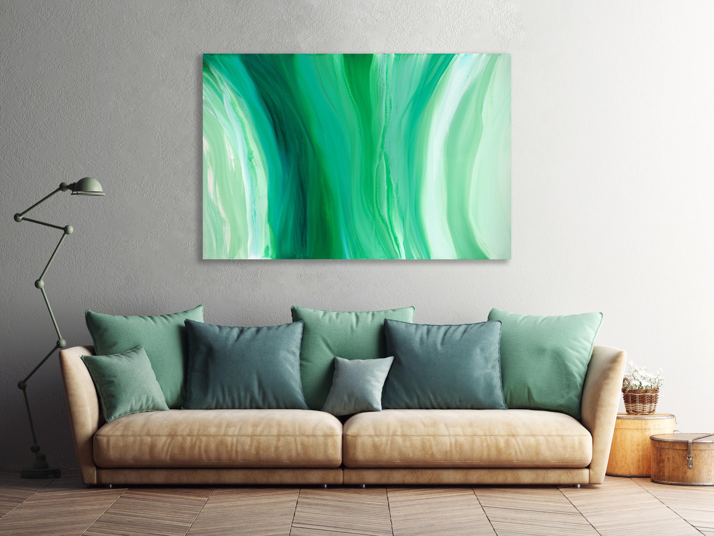 « Veloveteen », grande peinture acrylique verte abstraite contemporaine en vente 8