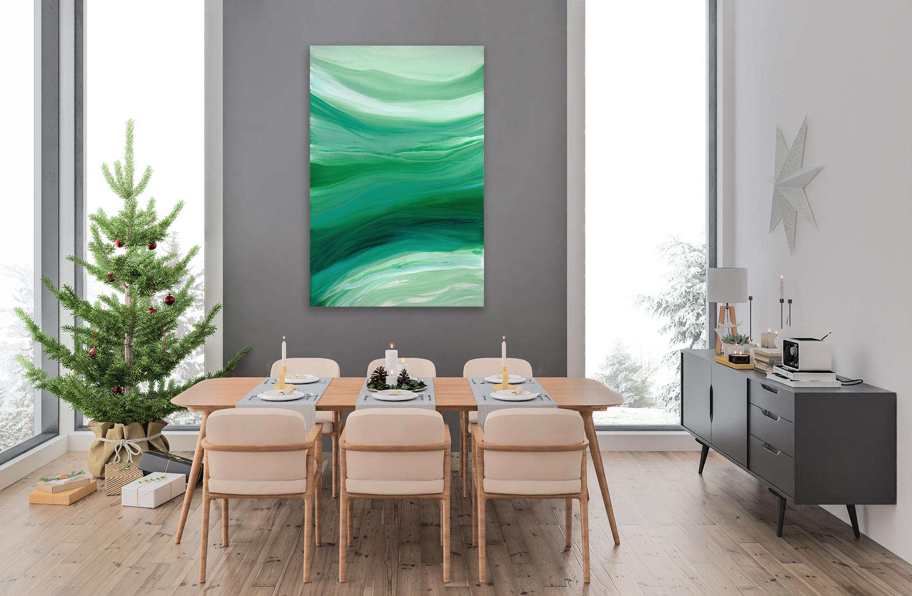 « Veloveteen », grande peinture acrylique verte abstraite contemporaine en vente 6