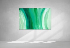 « Veloveteen », grande peinture acrylique verte abstraite contemporaine