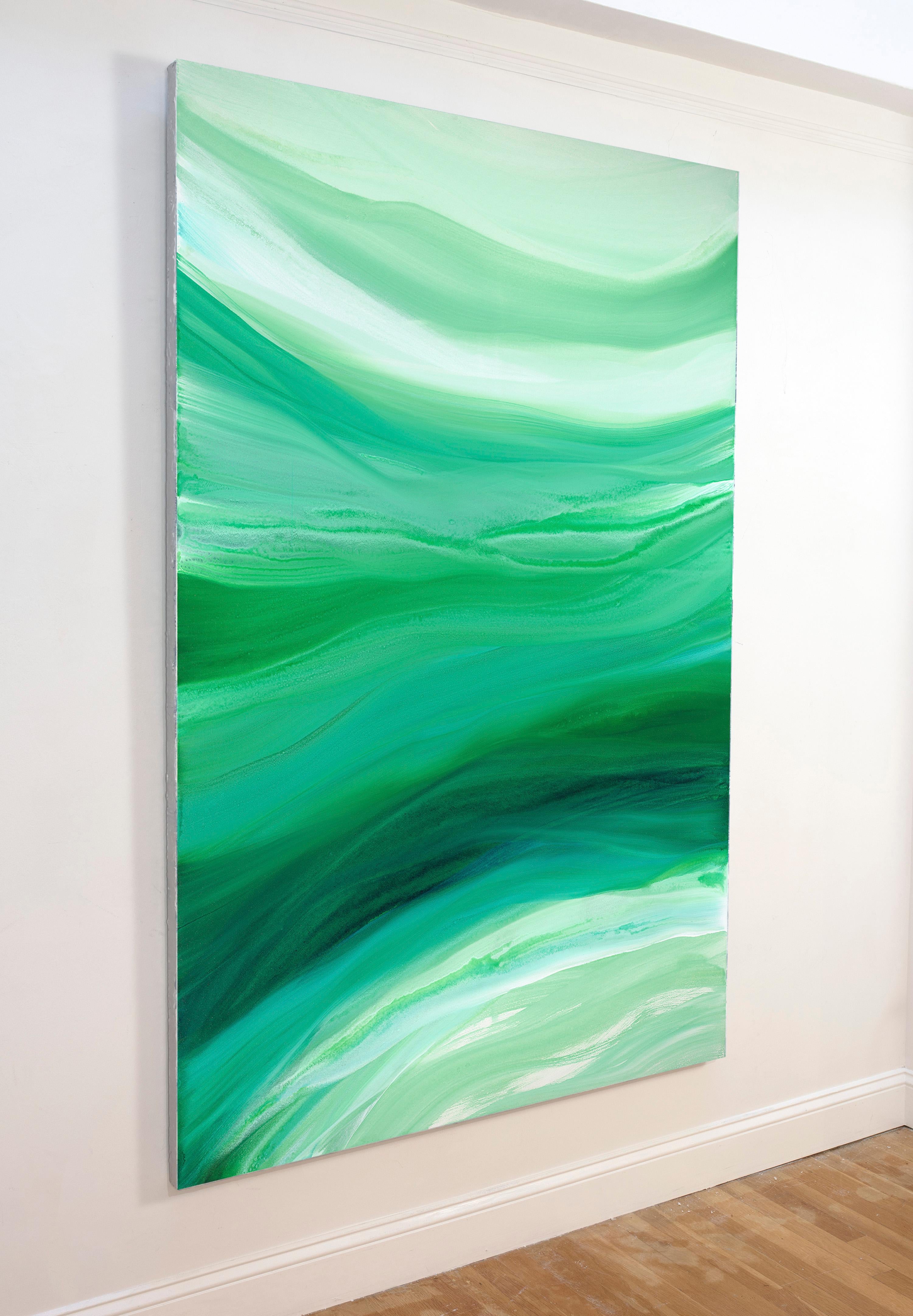 « Veloveteen », grande peinture acrylique verte abstraite contemporaine en vente 3