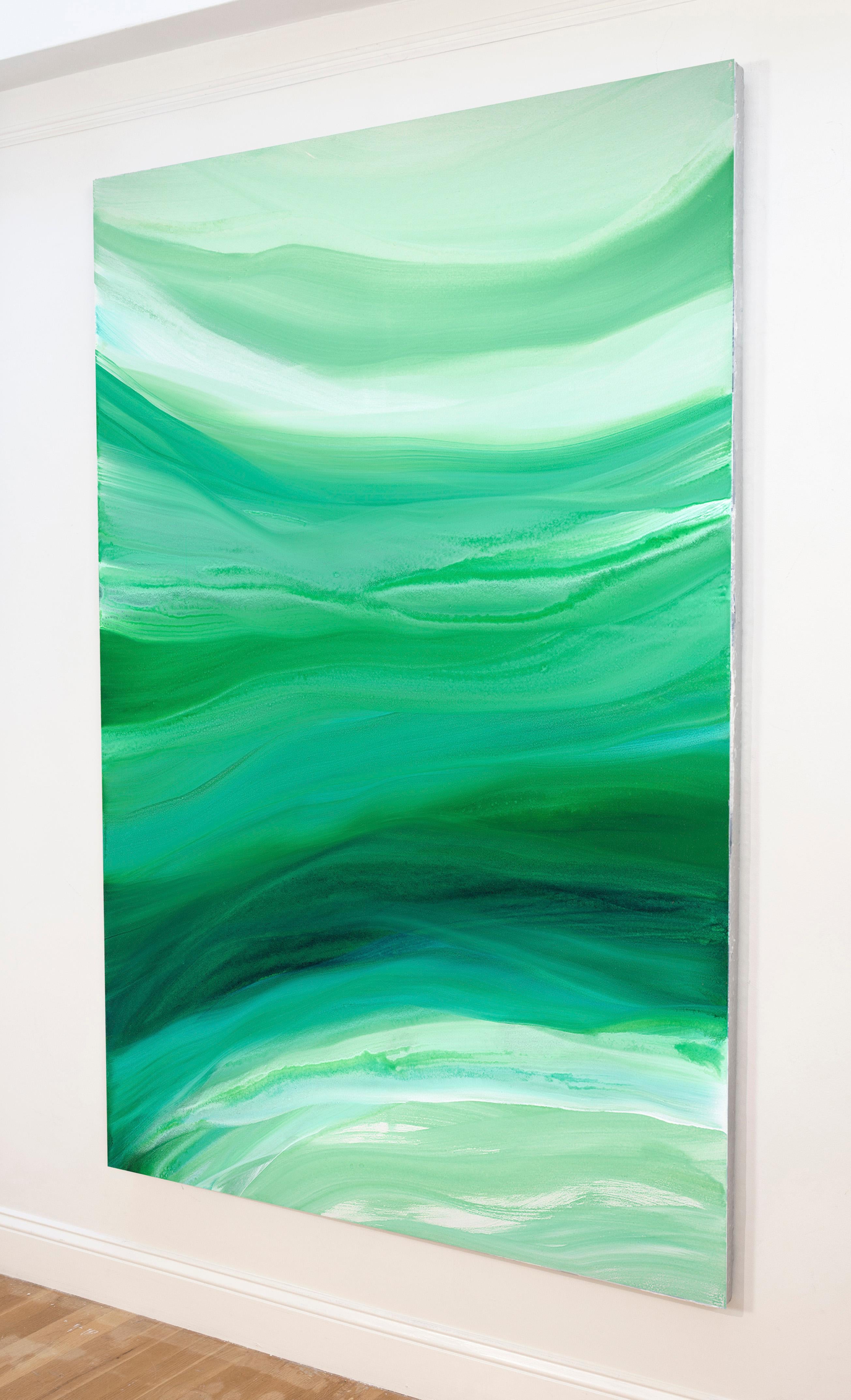 « Veloveteen », grande peinture acrylique verte abstraite contemporaine en vente 5