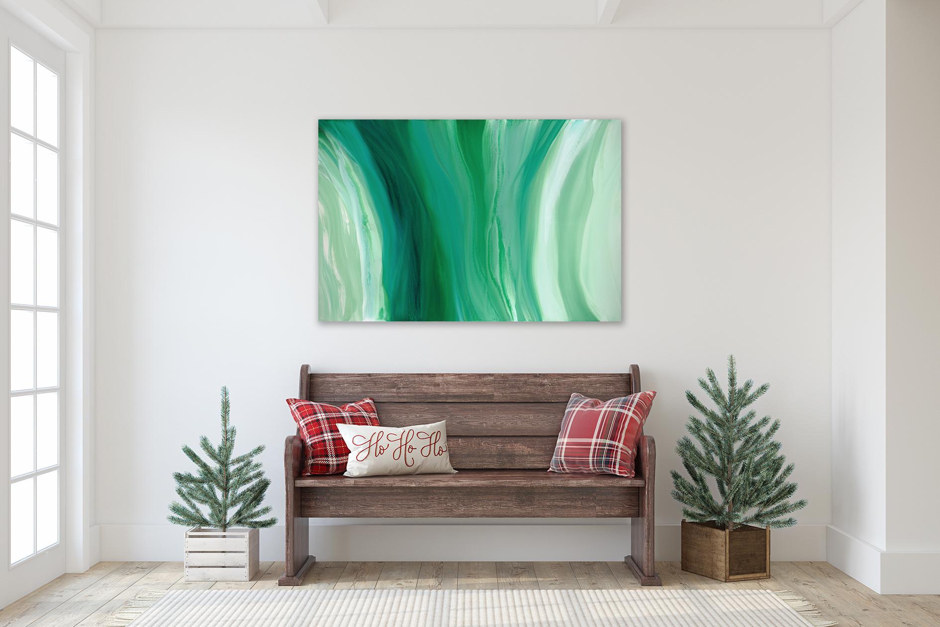 « Veloveteen », grande peinture acrylique verte abstraite contemporaine en vente 7