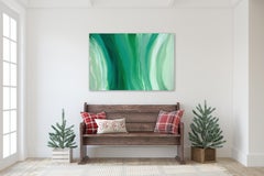 'Velveteen', Large Contemporary Abstract Green Acrylic Painting