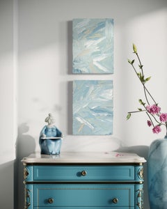 "Abstraktes Diptychon-Gemälde "Herumwandern