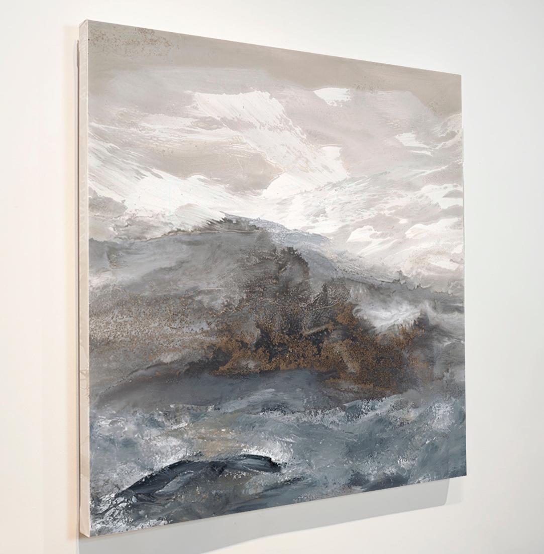 'Warm Grey I'  Medium Contemporary Abstract Acrylic Painting - Gray Abstract Painting by Teodora Guererra