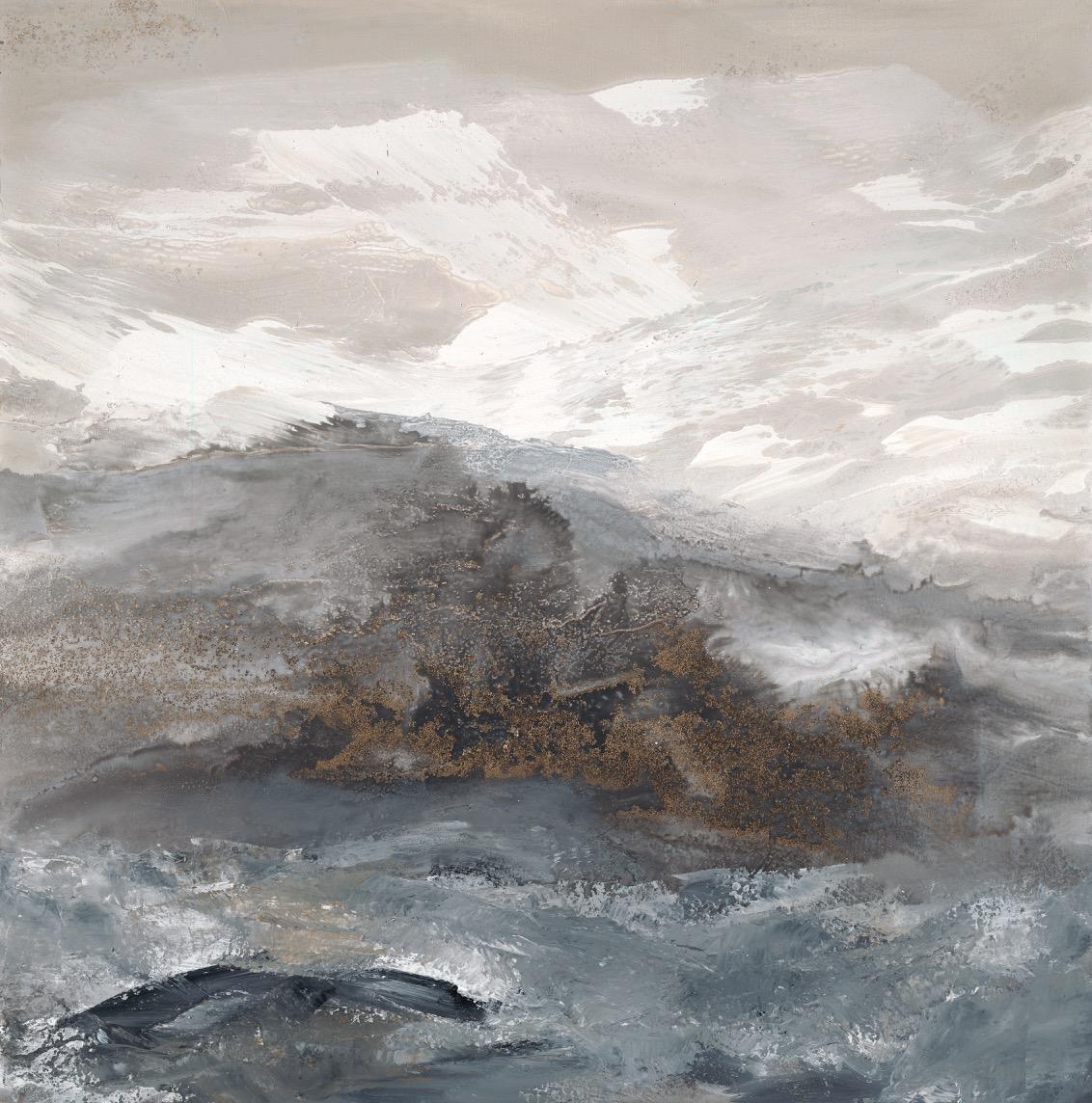 'Warm Grey I'  Medium Contemporary Abstract Acrylic Painting 2