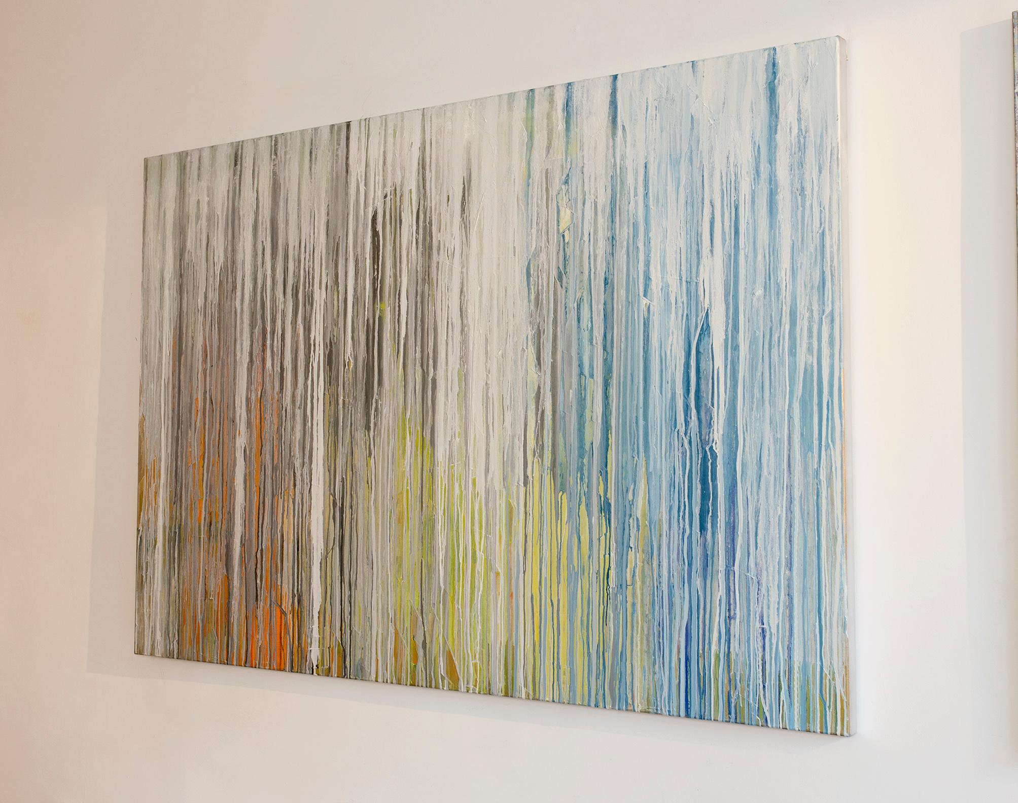 'White Cascade', Large contemporary abstract painting - Abstract Painting by Teodora Guererra