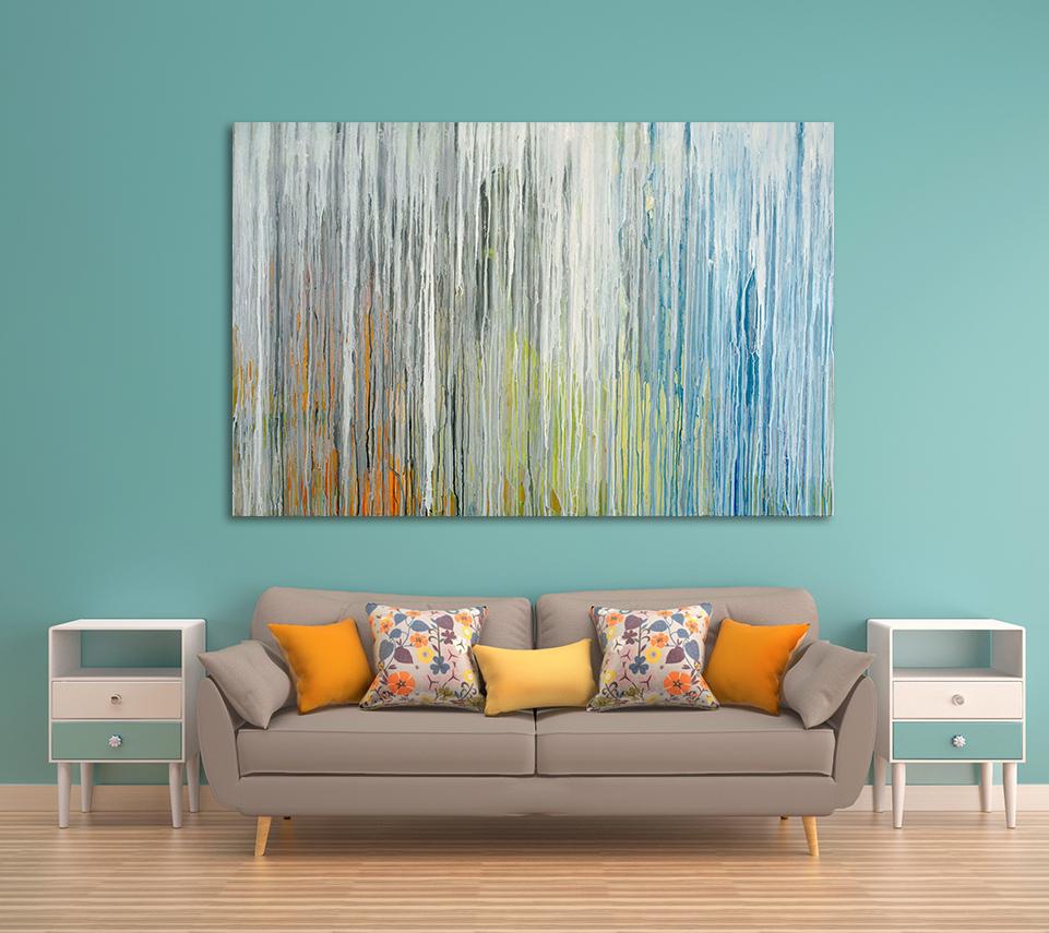 'White Cascade', Large contemporary abstract painting 2