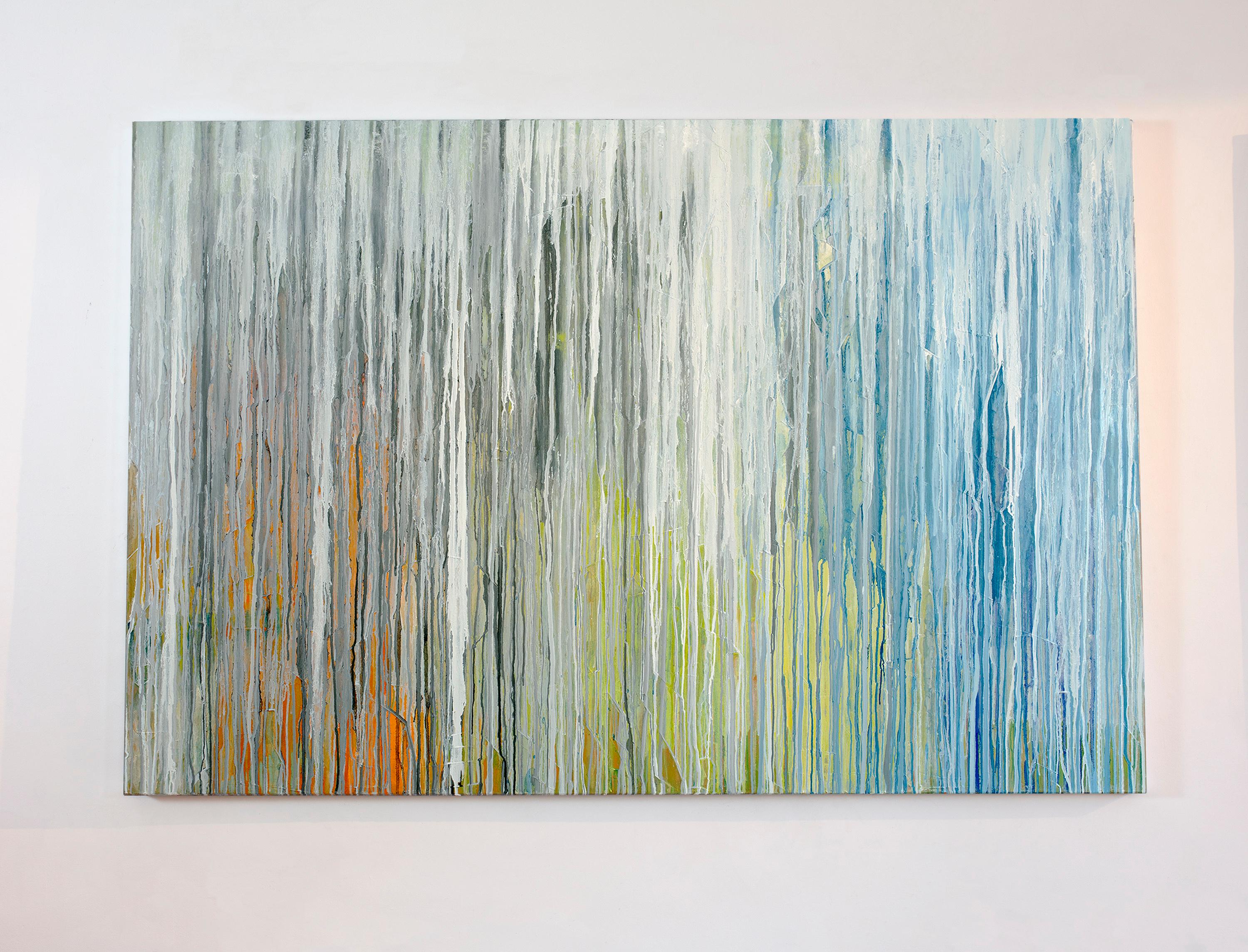 Teodora Guererra Abstract Painting - 'White Cascade', Large contemporary abstract painting