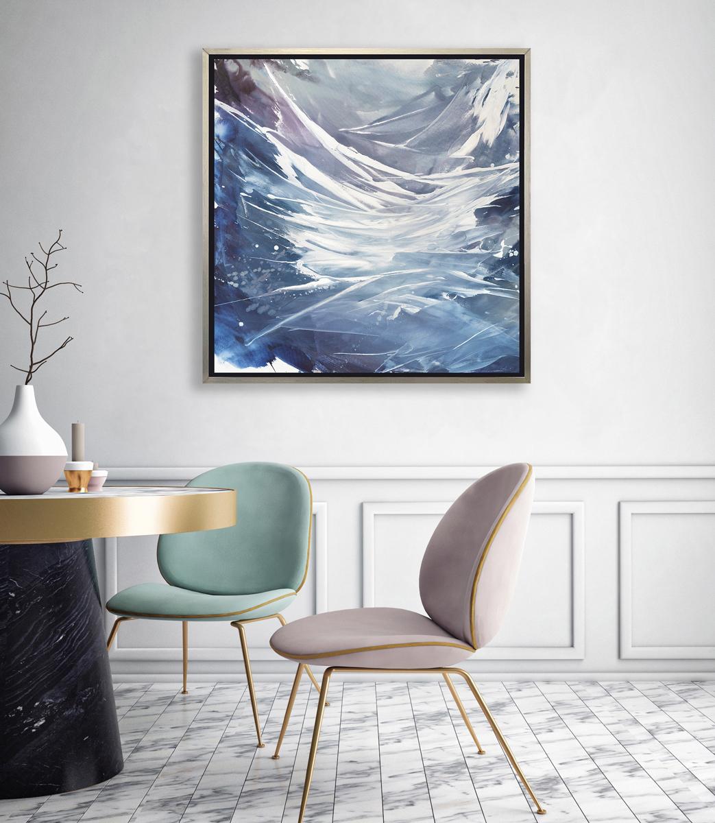 This contemporary abstract limited edition print by Teodora Guererra features a cool palette, with layers of washes of blue, grey, violet and and white applied in sweeping gestures across the piece.

This Limited Edition giclee print by Teodora