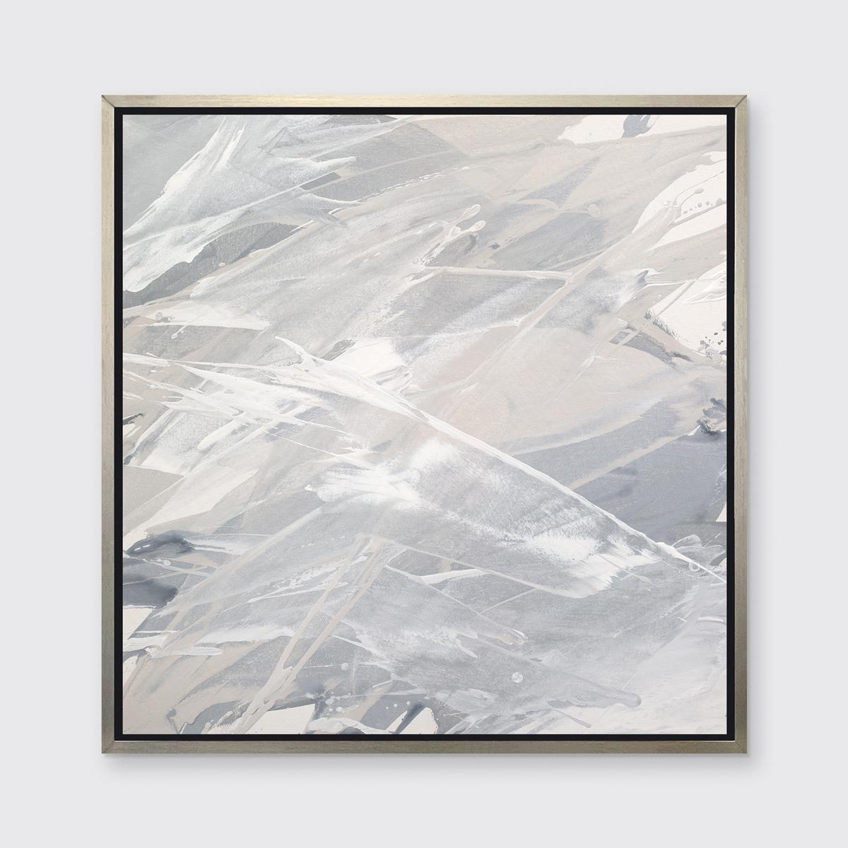 This contemporary limited edition print by Teodora Guererra features a warm grey and white palette, with layers of neutral colors that almost splash across the composition. This print pairs beautifully with the Grey Goose II limited edition print by