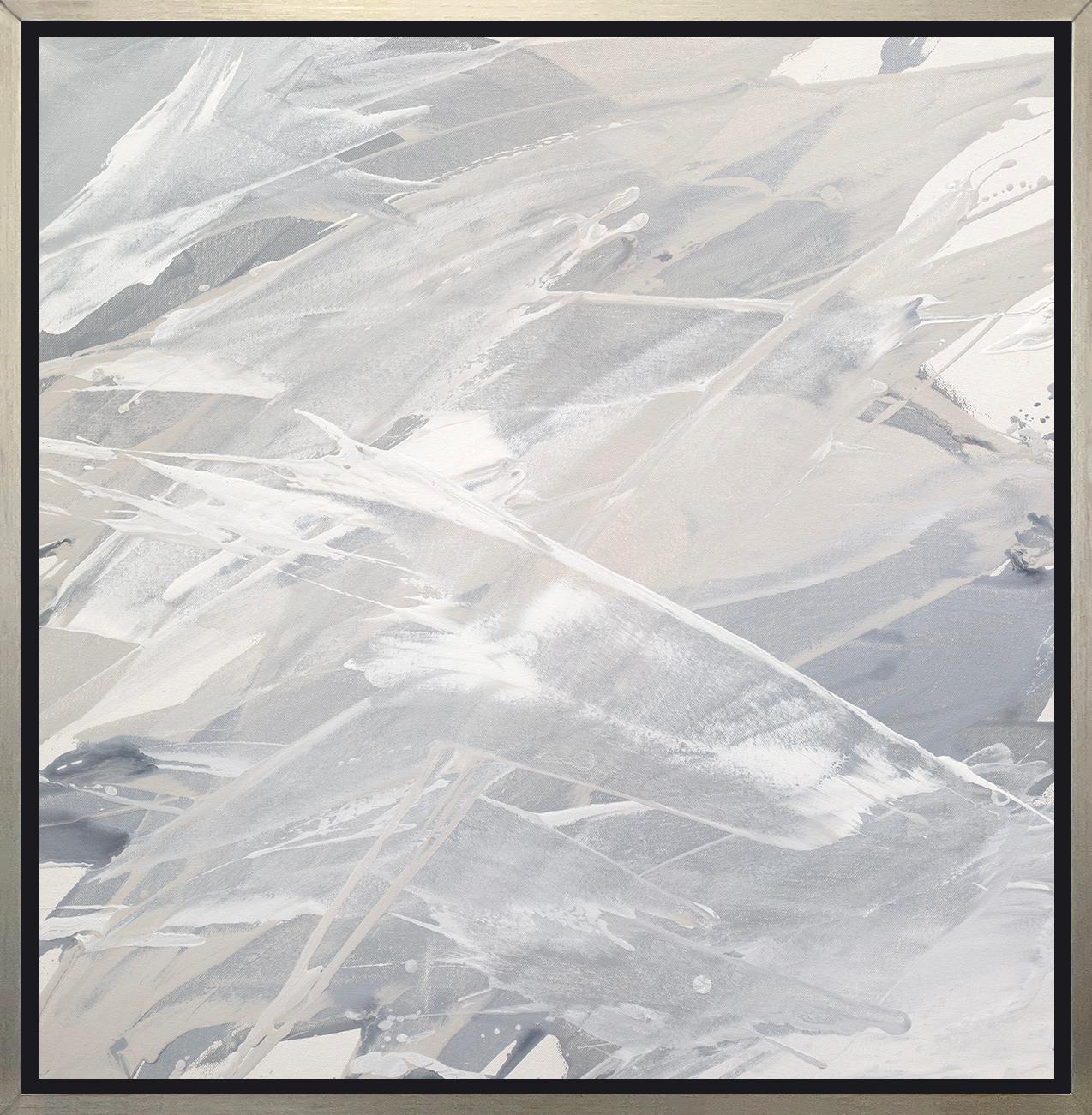 Teodora Guererra Abstract Print – „Grey Goose I“, gerahmter Giclee-Druck in limitierter Auflage, 40 Zoll x 40 Zoll