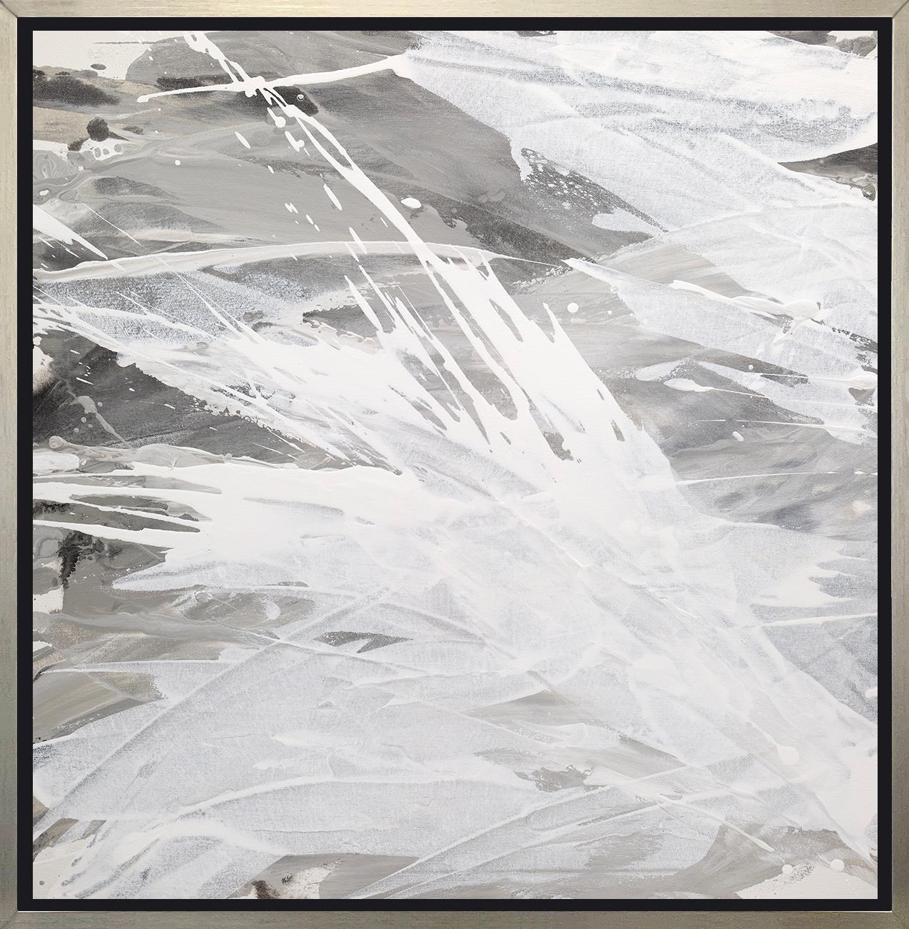 Teodora Guererra Abstract Print - "Grey Owl I, " Framed Limited Edition Giclee Print, 36" x 36"