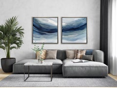 "Indigo Sea I, " Framed Limited Edition Giclee Print, 24" x 24"