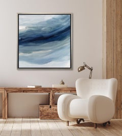 "Indigo Sea II, " Framed Limited Edition Giclee Print, 24" x 24"