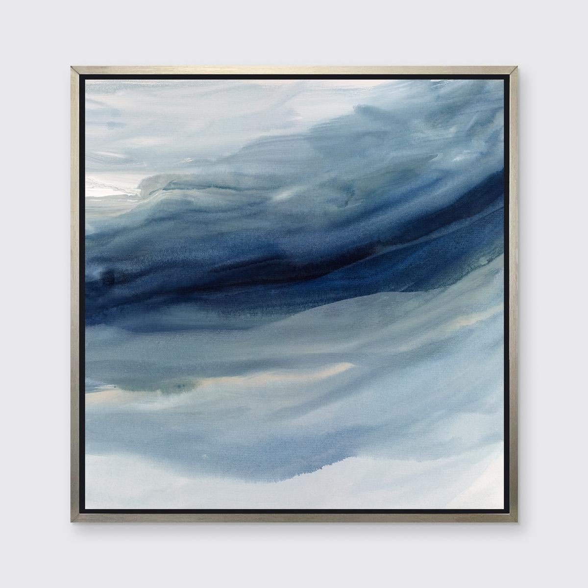 Teodora Guererra Abstract Print - "Indigo Sea II, " Framed Limited Edition Giclee Print, 30" x 30"