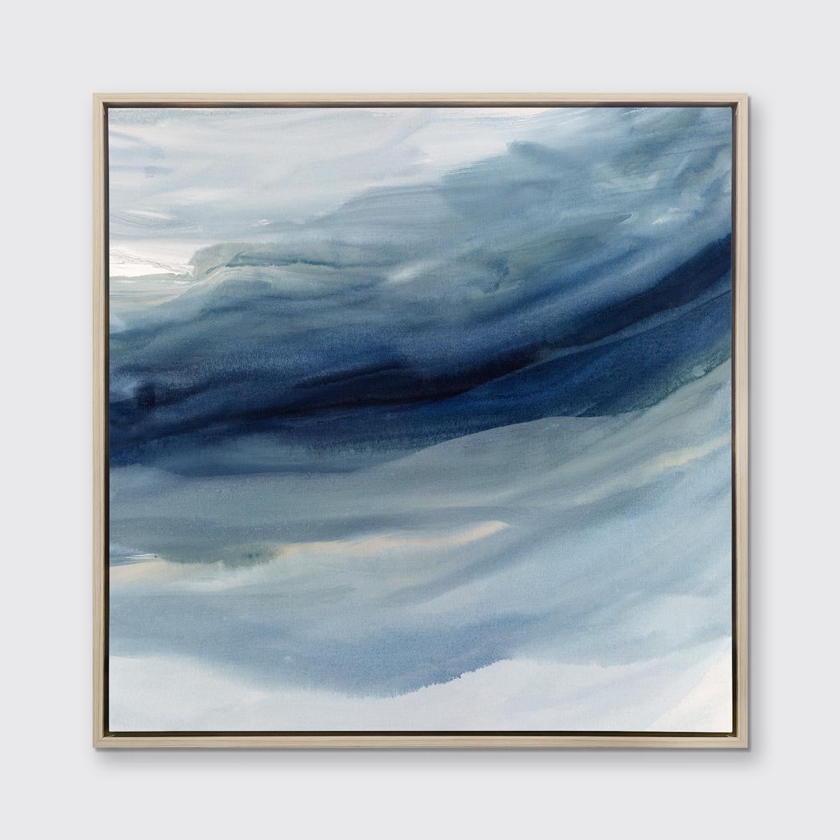 Cette impression contemporaine en édition limitée de Teodora Guererra présente un mélange de bleu et de blanc dans une esthétique côtière abstraite. Cette impression se marie parfaitement avec Indigo Sea I - une impression en édition limitée du même