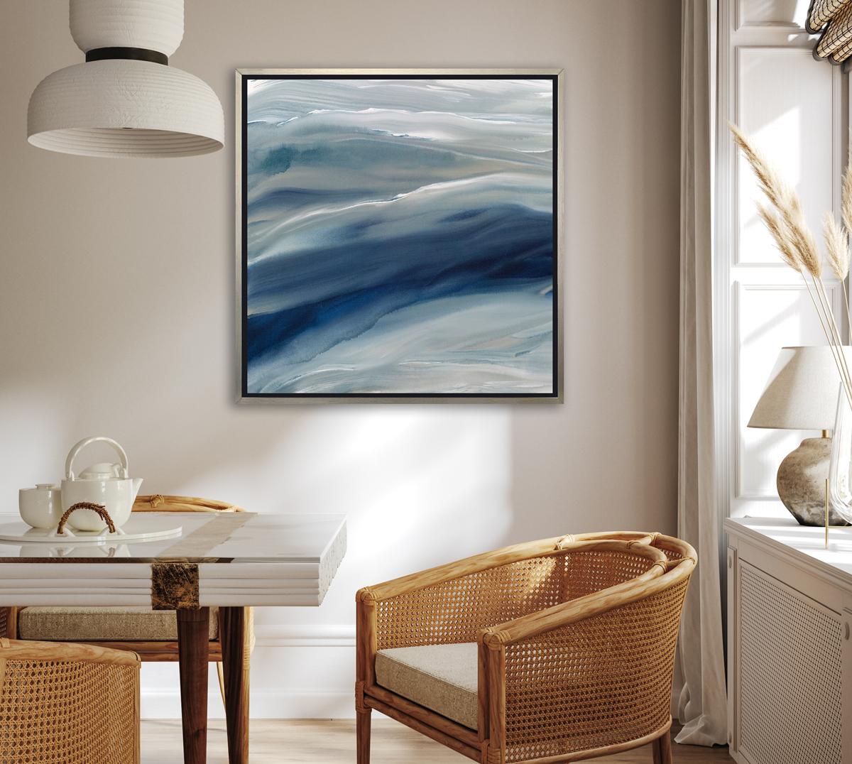 This contemporary limited edition print by Teodora Guererra features a cool wash of blue and white with an abstracted coastal aesthetic. This print pairs beautifully with Indigo Tide II - a limited edition print by the same artist. To purchase two