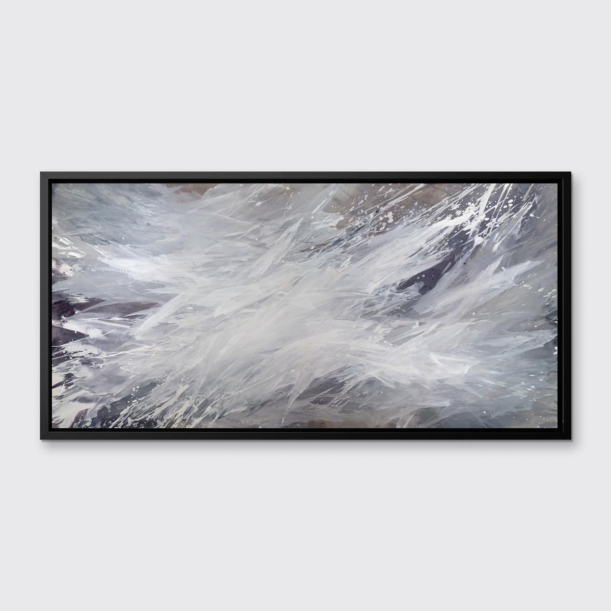 This abstract limited edition print by Teodora Guererra features splashes of white layered over earth tones and grey to create energetic movement that moves outward toward the edges of the composition. 

This Limited Edition giclee print by Teodora