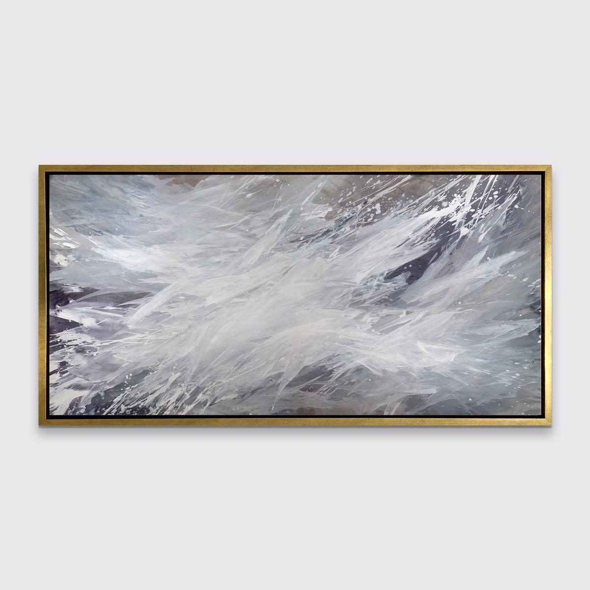 This abstract limited edition print by Teodora Guererra features splashes of white layered over earth tones and grey to create energetic movement that moves outward toward the edges of the composition. 

This Limited Edition giclee print by Teodora
