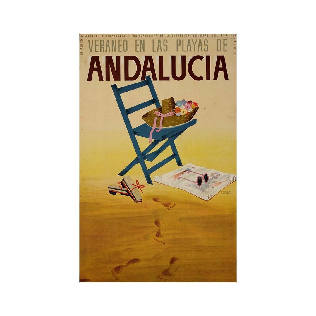 Original Spanish travel poster from Veraneo en las playas de Andalucia For Sale 1