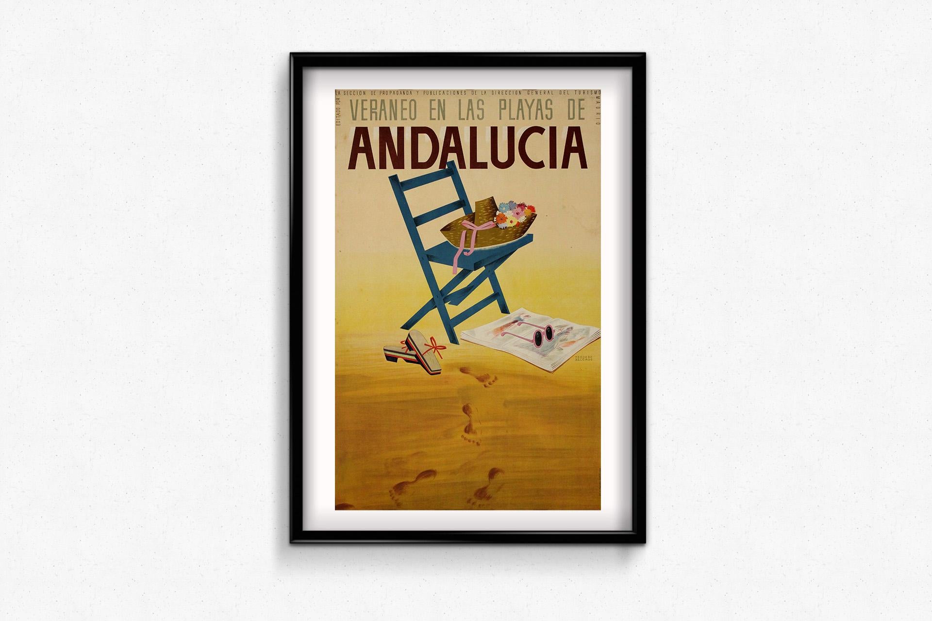 Original Spanish travel poster from Veraneo en las playas de Andalucia For Sale 2