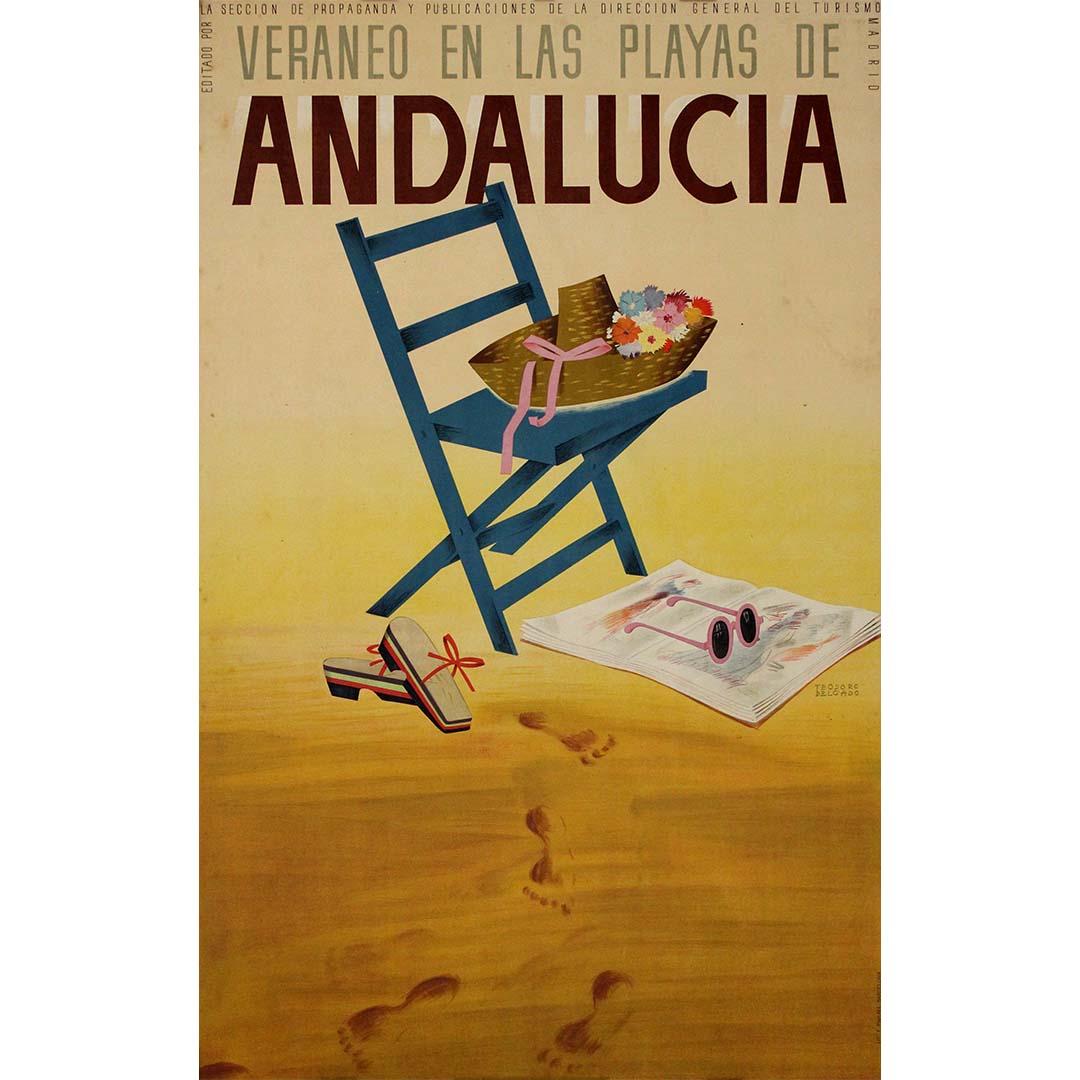 Original Spanish travel poster from Veraneo en las playas de Andalucia - Print by Teodoro Delgado