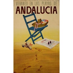 Original Spanish travel poster from Veraneo en las playas de Andalucia