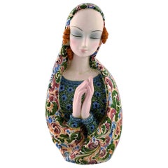 Teodoro Sebelin, Madonna in preghiera, figura in ceramica Art Déco, Italia, anni '30