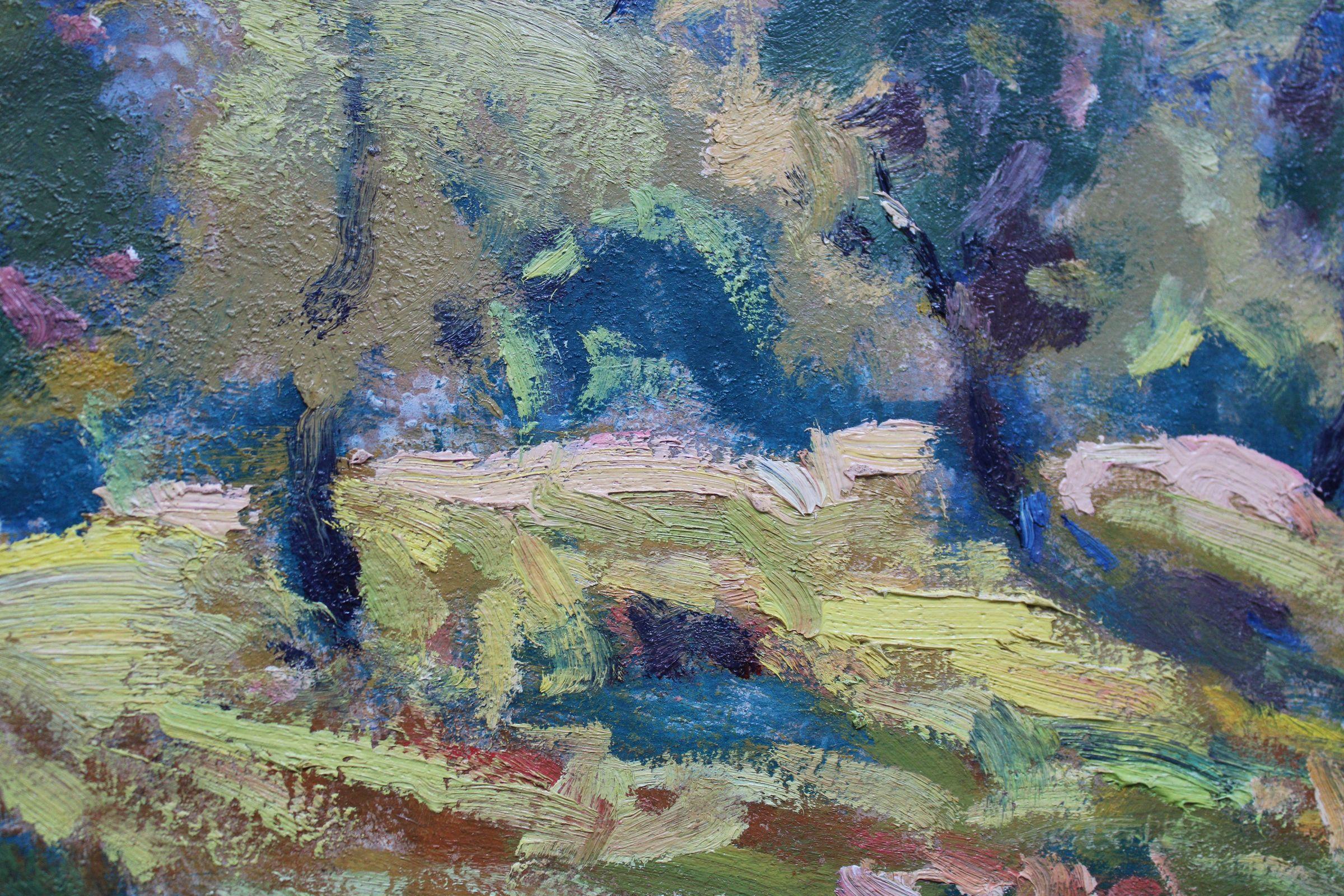 Surroundings in countryside. 1963, cardboard, oil, 45 x 58 cm For Sale 2
