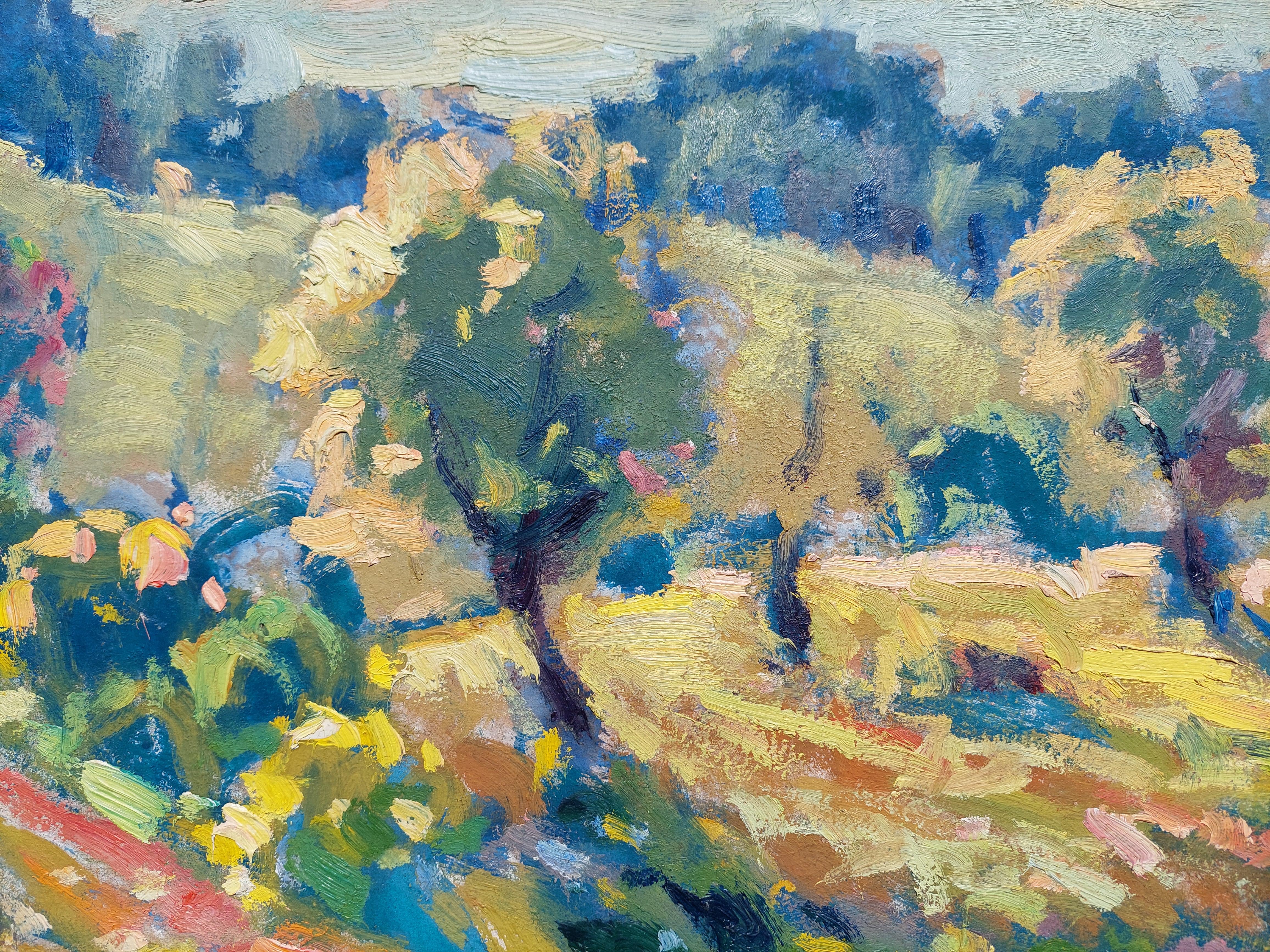 Surroundings in countryside. 1963, Karton, Öl, 45 x 58 cm (Realismus), Painting, von Teodors Paulovics