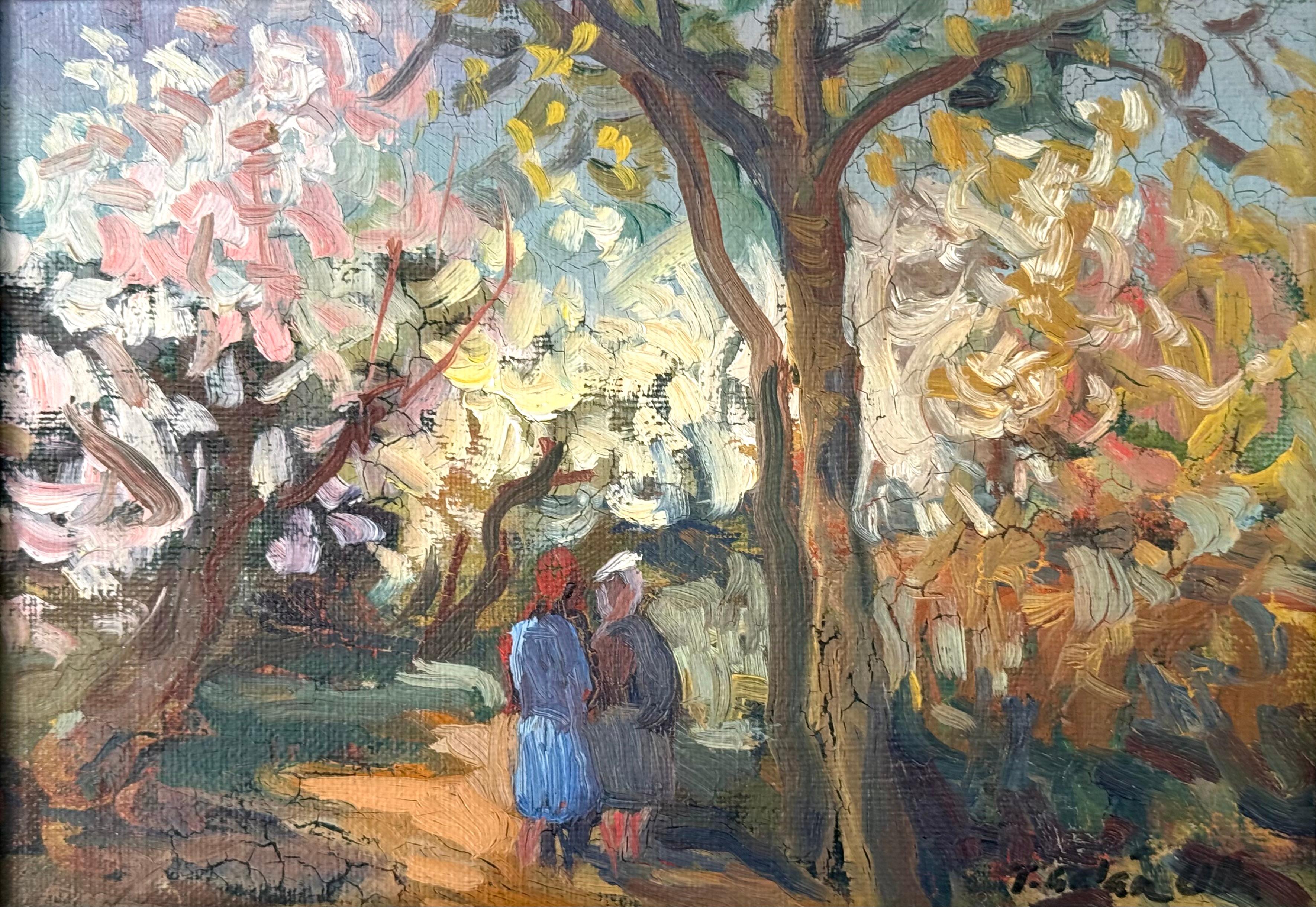 Teofilo Galan Ulla  Landscape Painting - “Figures in Impressionist Landscape”