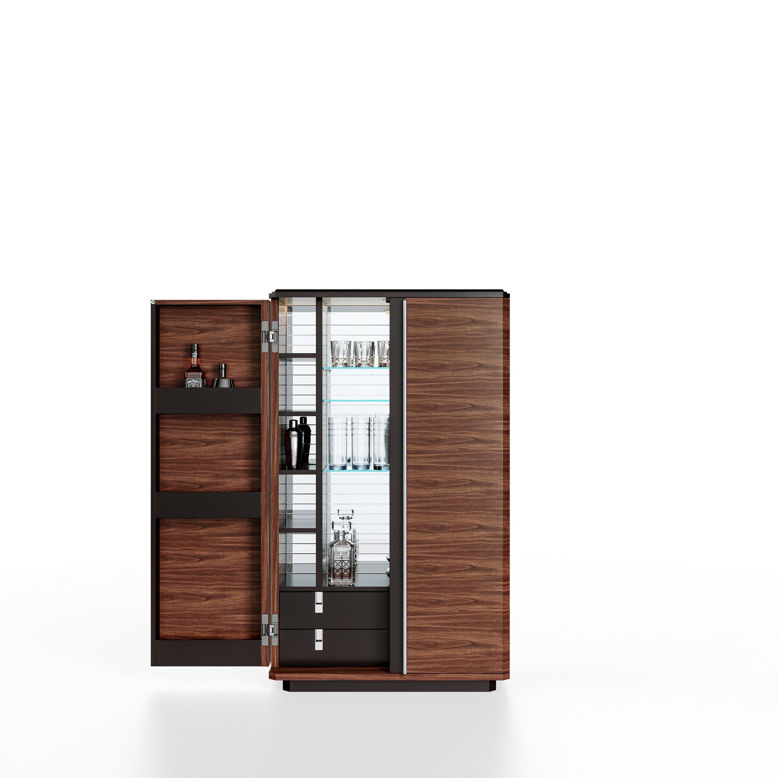 Teomondo Cabinet with Doors in Smoked Eucalyptus and Walnut by Ultramobili For Sale 3