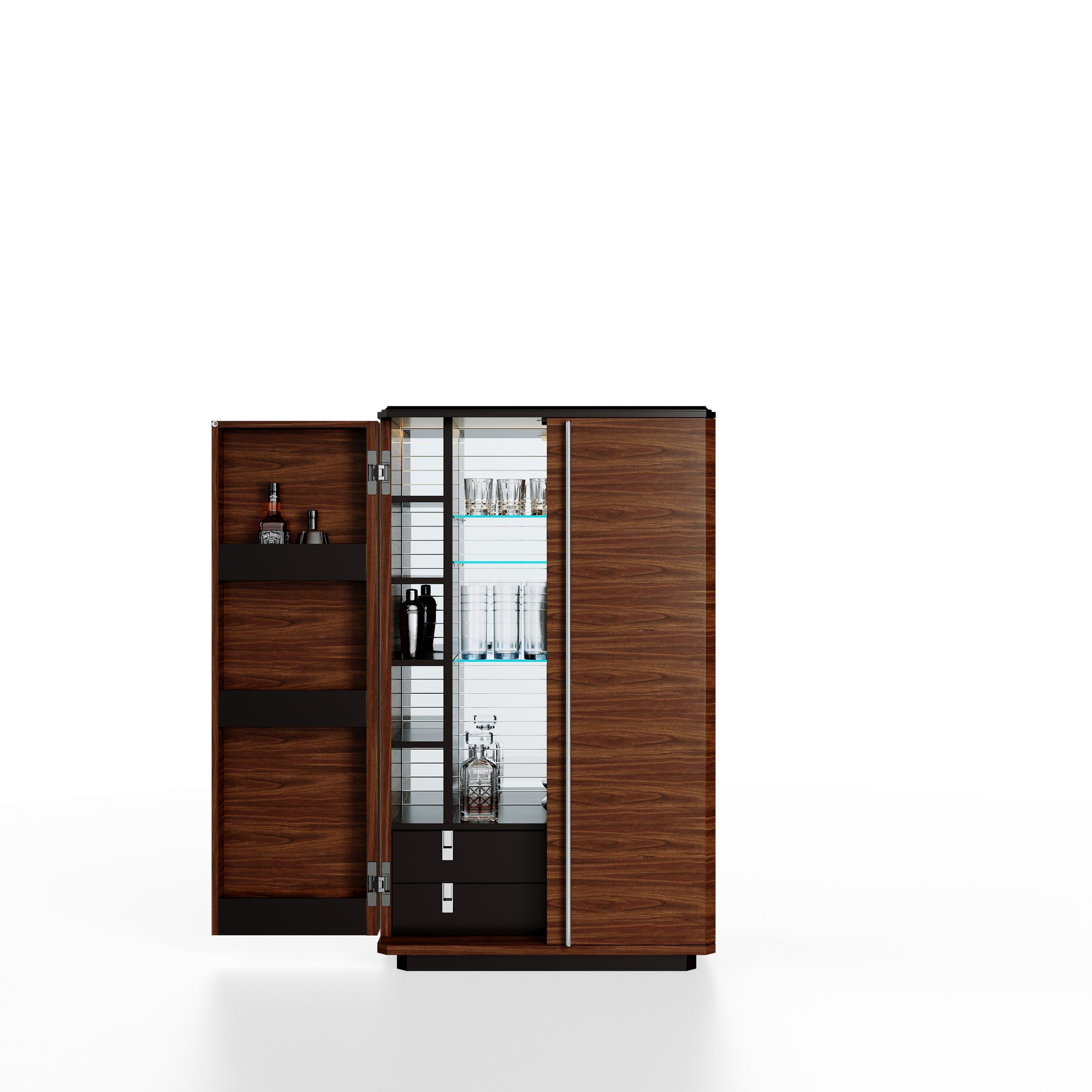 Post-Modern Teomondo Cabinet with Doors in Smoked Eucalyptus and Walnut by Ultramobili For Sale