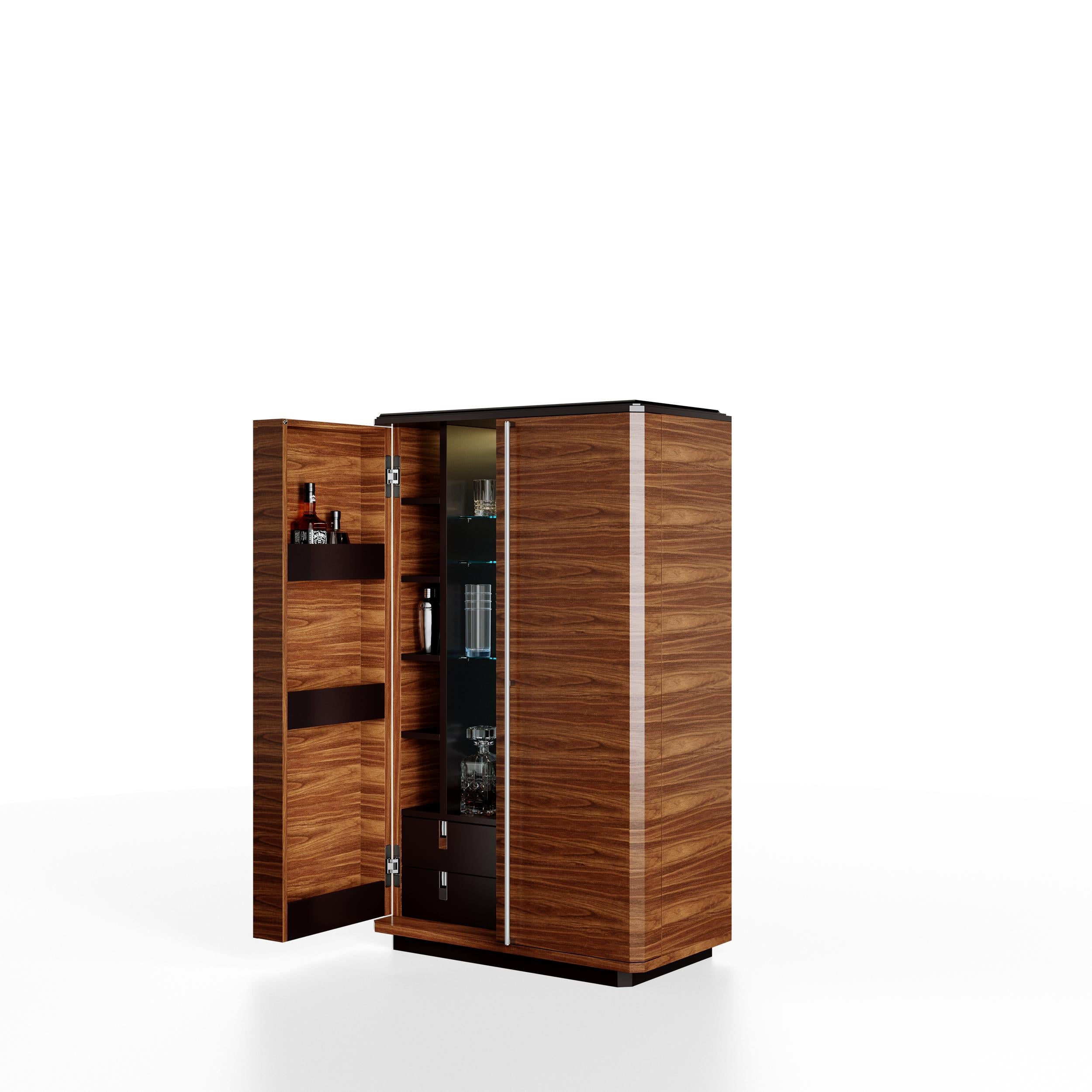 Italian Teomondo Cabinet with Doors in Smoked Eucalyptus and Walnut by Ultramobili For Sale