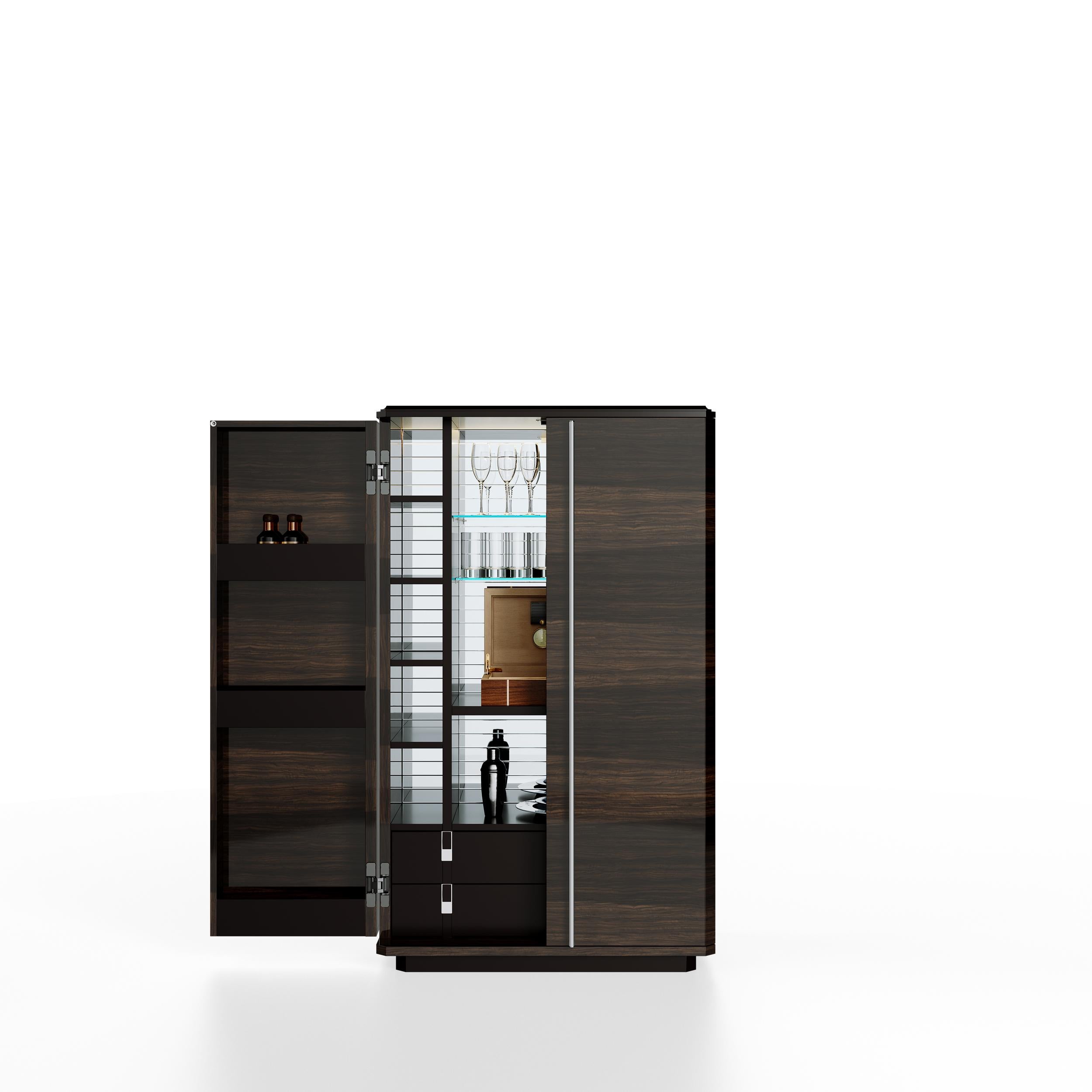 Contemporary Teomondo Cabinet with Doors in Smoked Eucalyptus and Walnut by Ultramobili For Sale