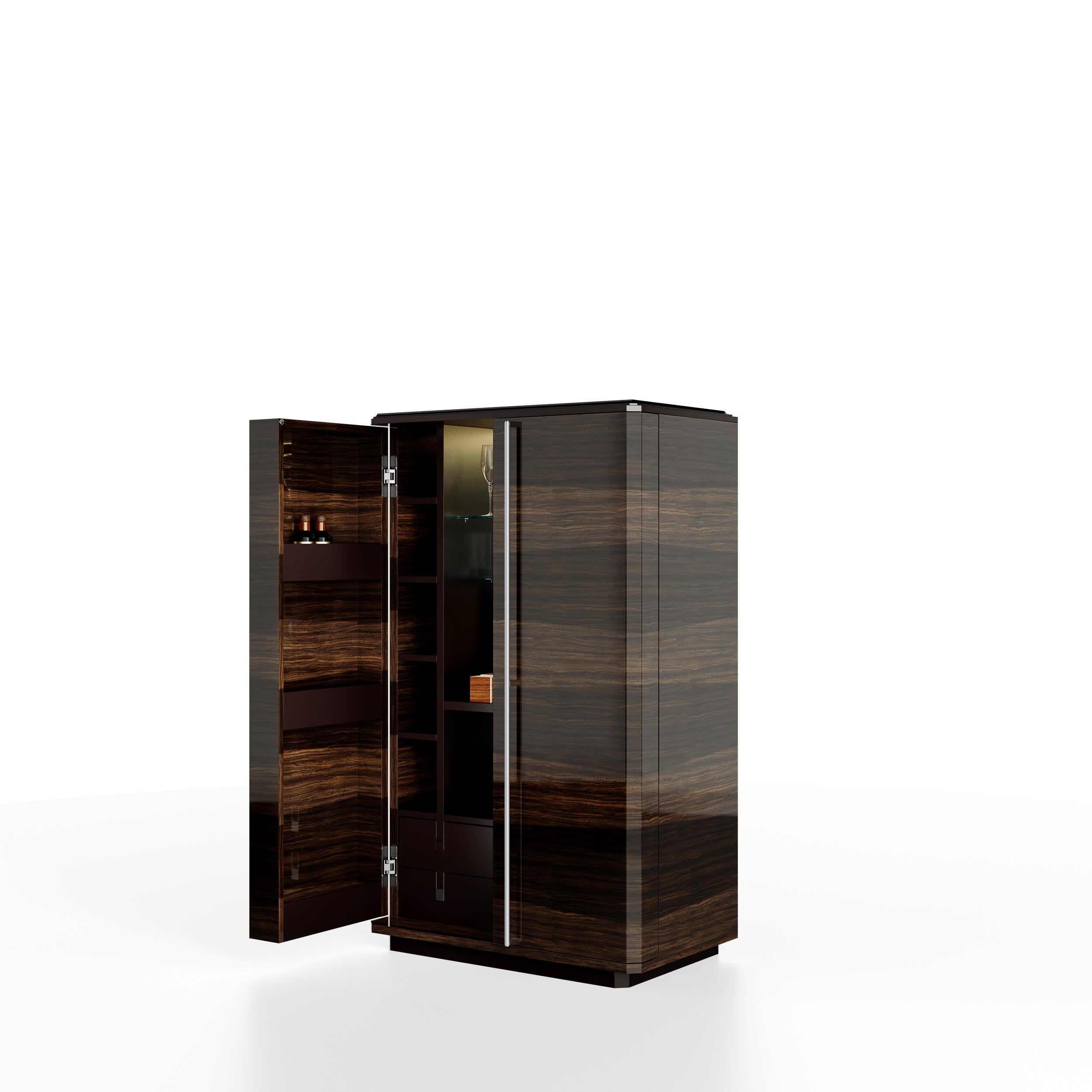 Wood Teomondo Cabinet with Doors in Smoked Eucalyptus and Walnut by Ultramobili For Sale