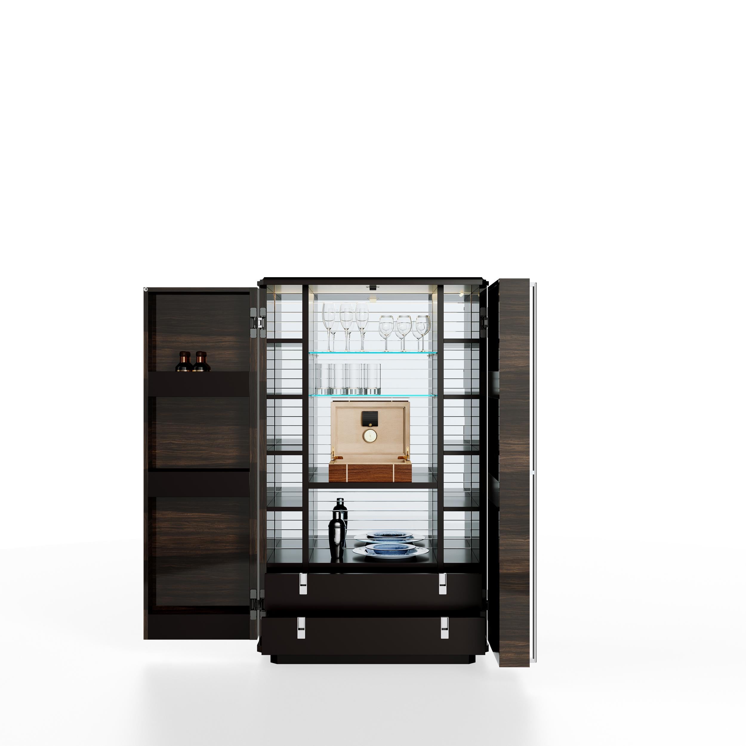 Teomondo Cabinet with Doors in Smoked Eucalyptus and Walnut by Ultramobili For Sale 2