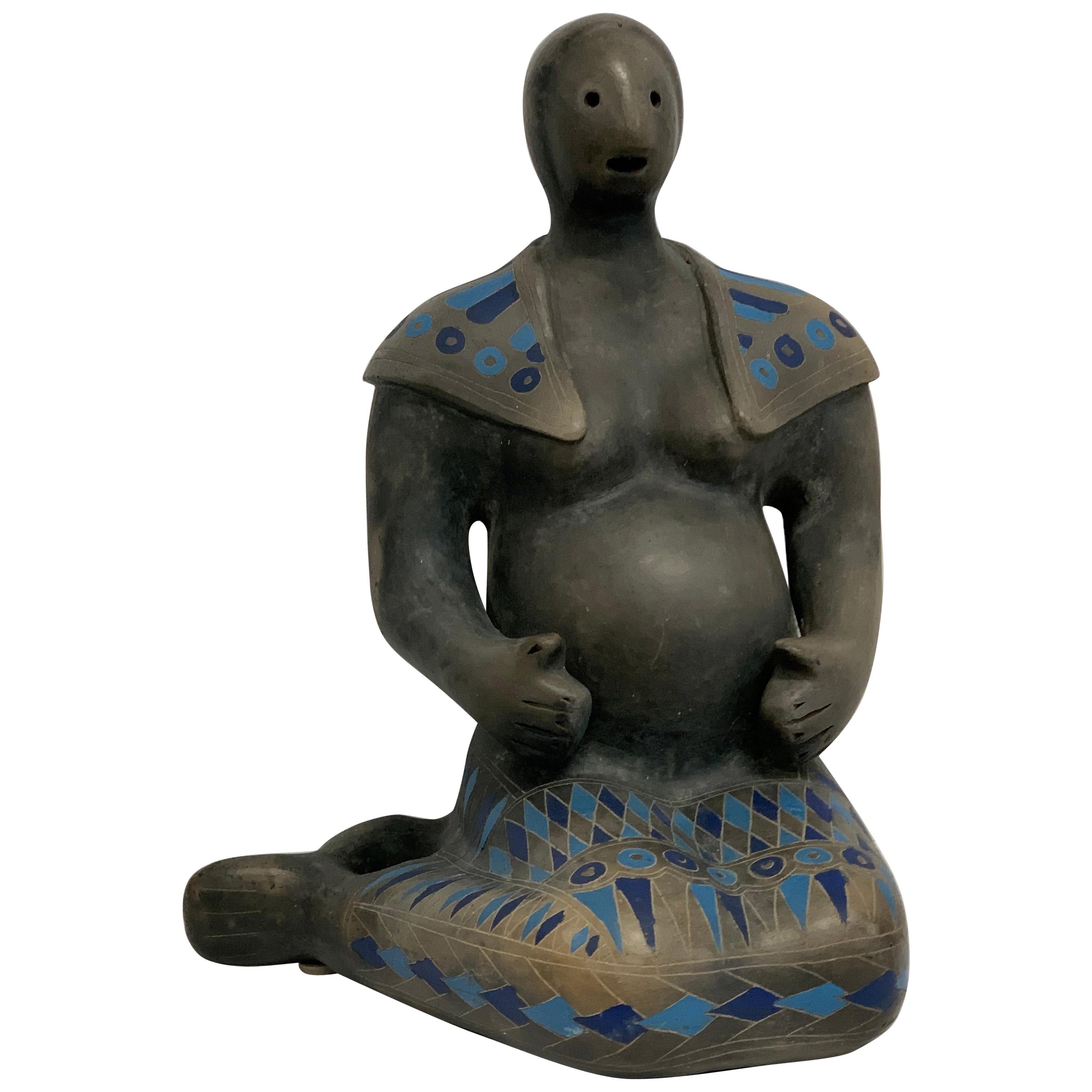 Teotihuacan Mexican Black Ware Pottery Figure