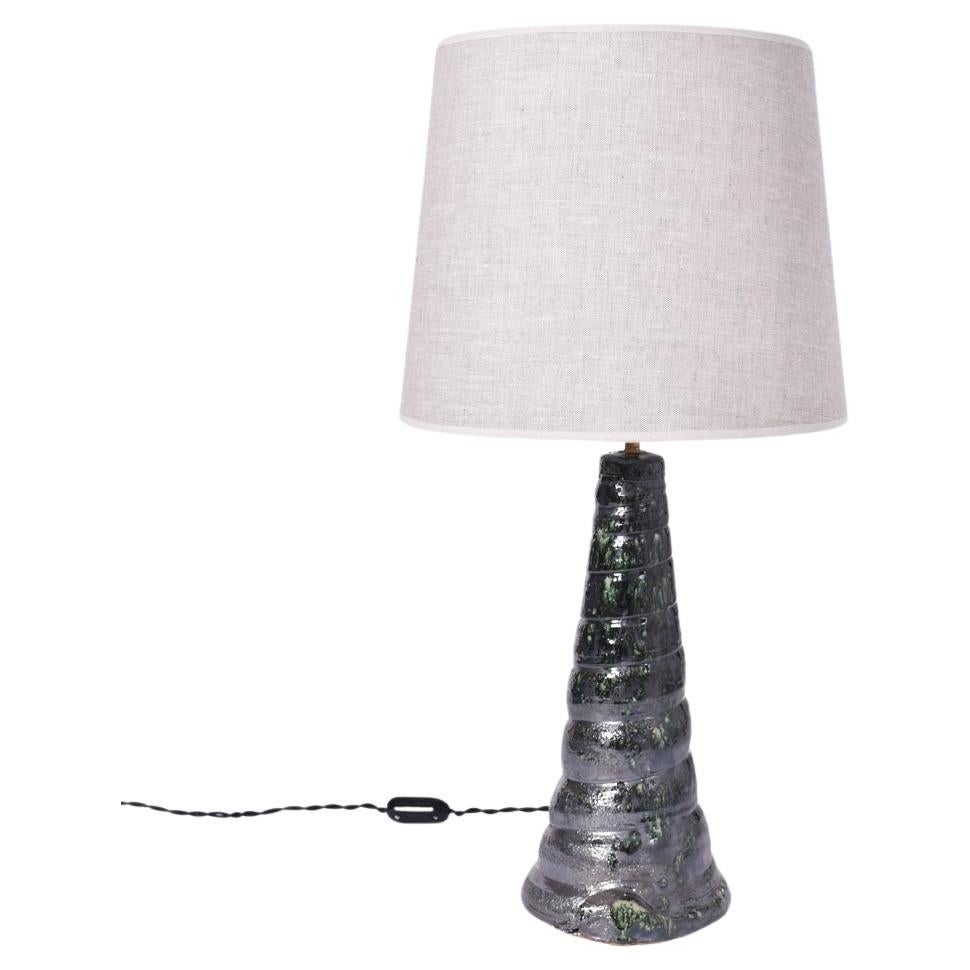 "Teotihuacan" table lamp, green glaze For Sale