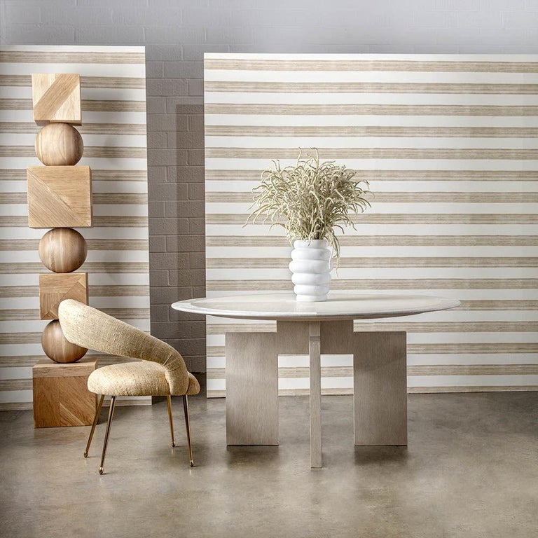 Kelly Wearstler Geometric Tephra Totem Sculpture in Ribbed Natural Oak In New Condition For Sale In West Hollywood, CA